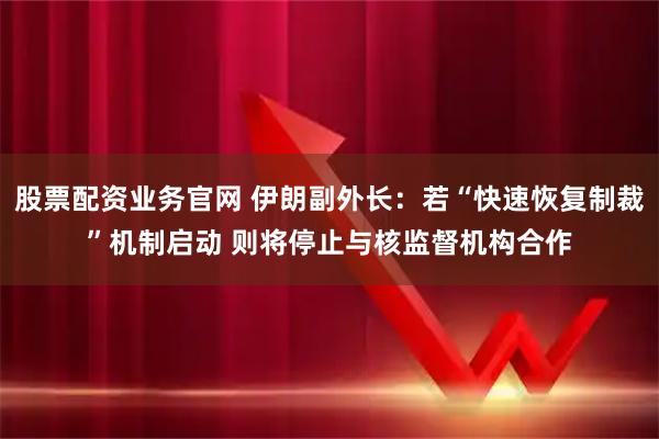 股票配资业务官网 伊朗副外长：若“快速恢复制裁”机制启动 则将停止与核监督机构合作